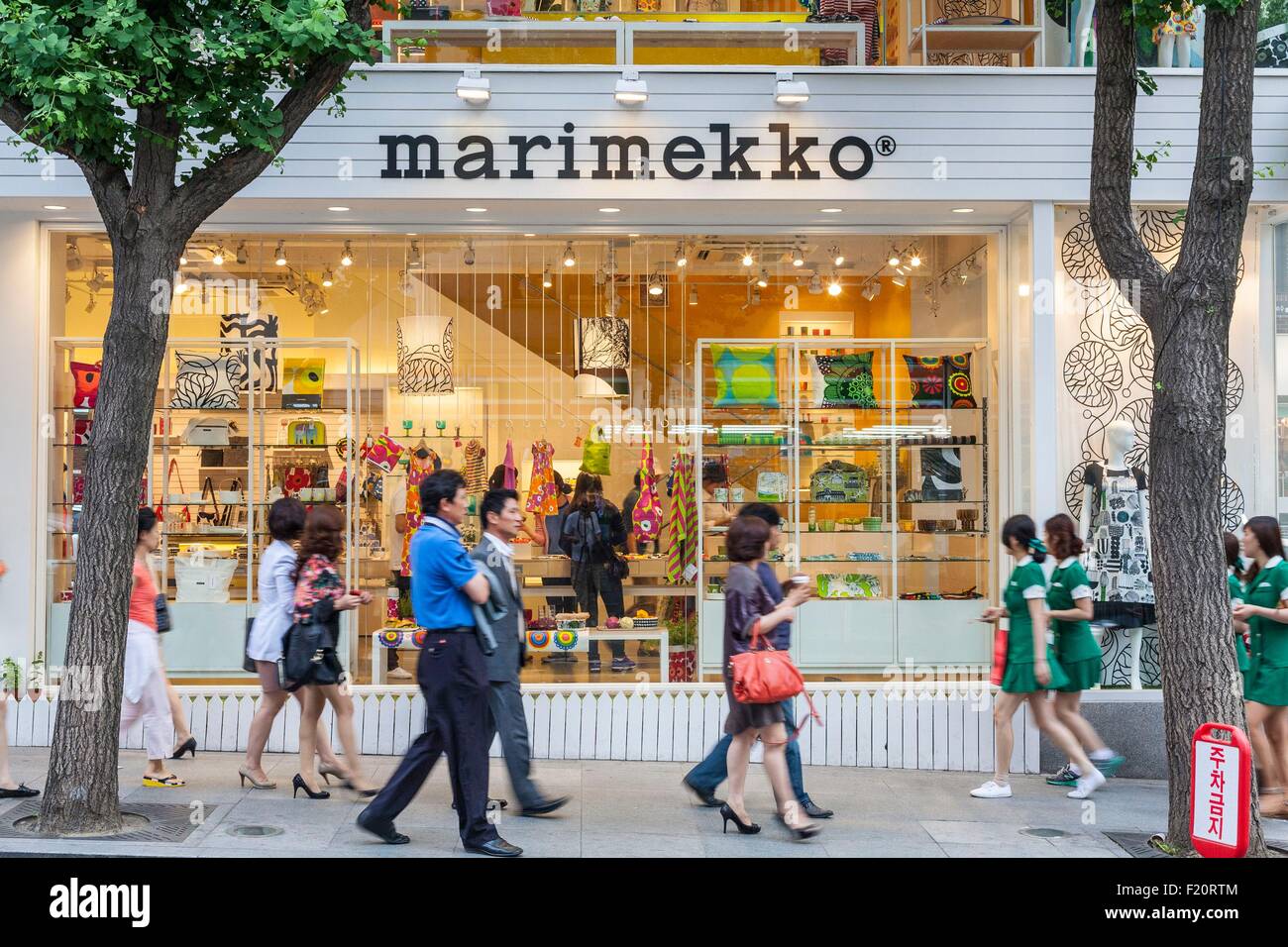 South Korea, Seoul, Gangnam District, Sinsa-dong, Garosu-gil street, trendy, store the Finnish brand Marimekko Stock Photo