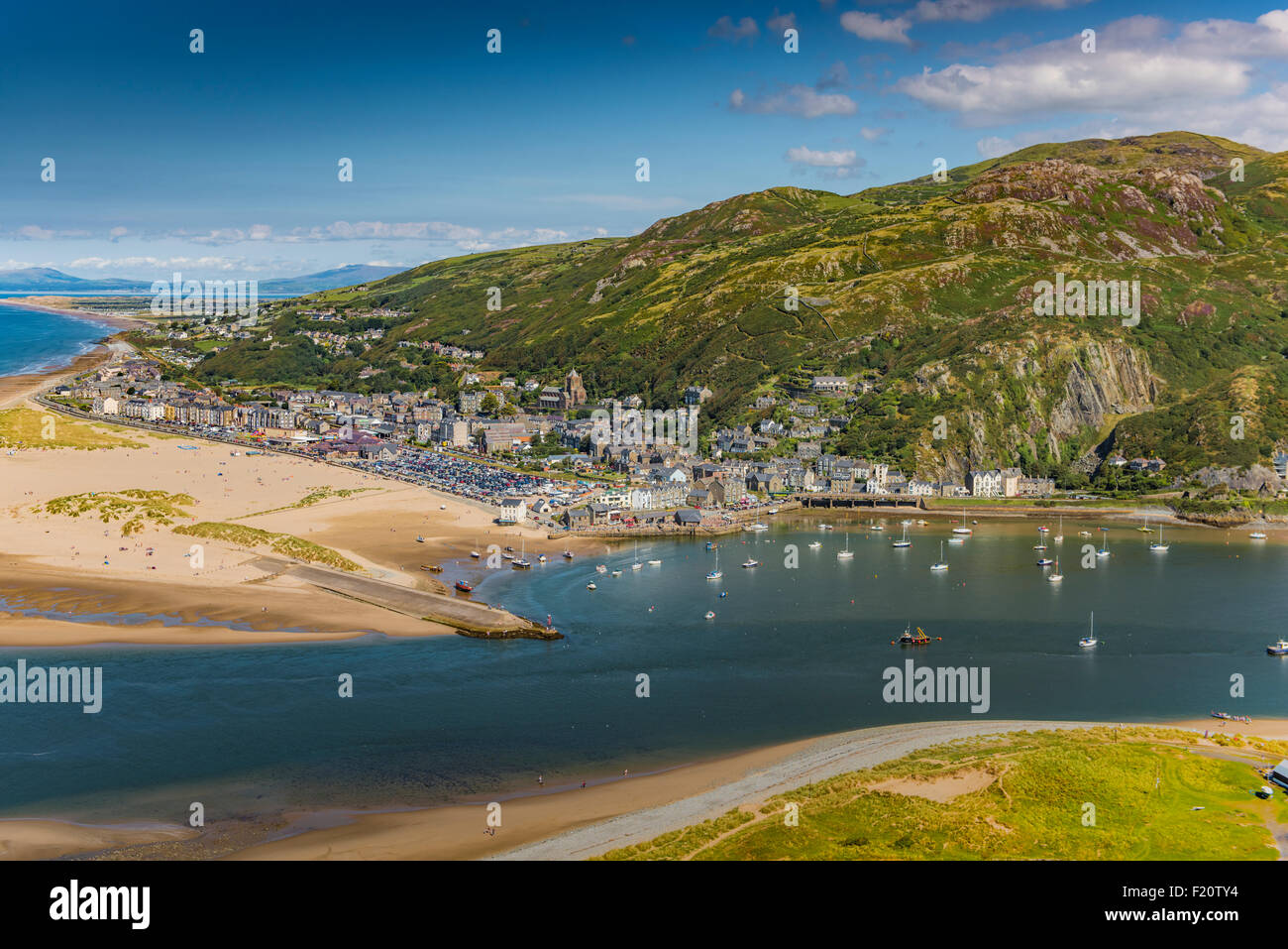 Aerial views of Barmouth, North Wales 12th August 2015 PHILLIP ROBERTS Stock Photo