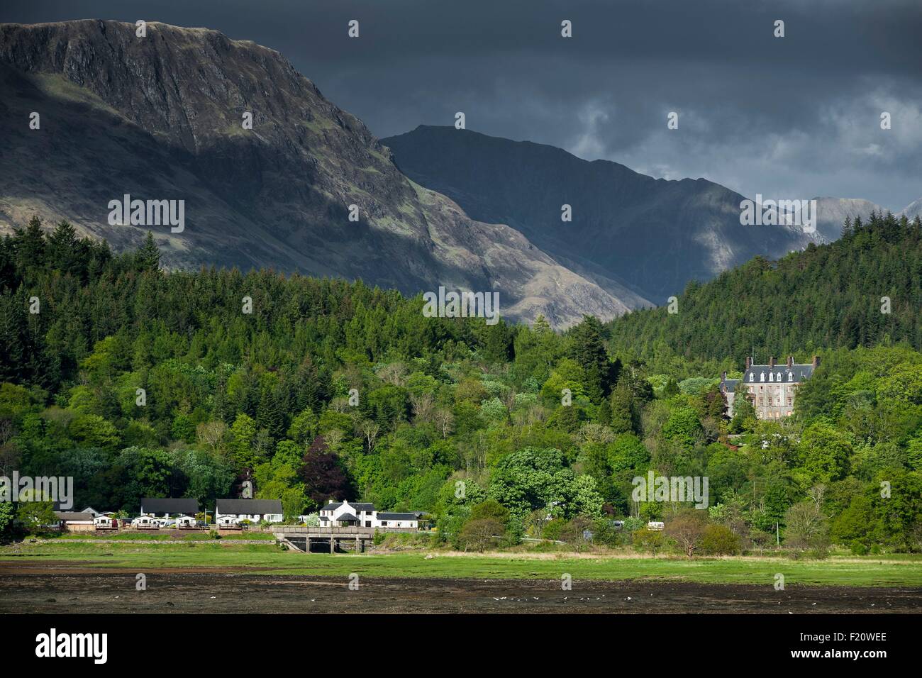 United Kingdom, Scotland, Highland, Glencoe village, Invercoe, Loch Leven Stock Photo