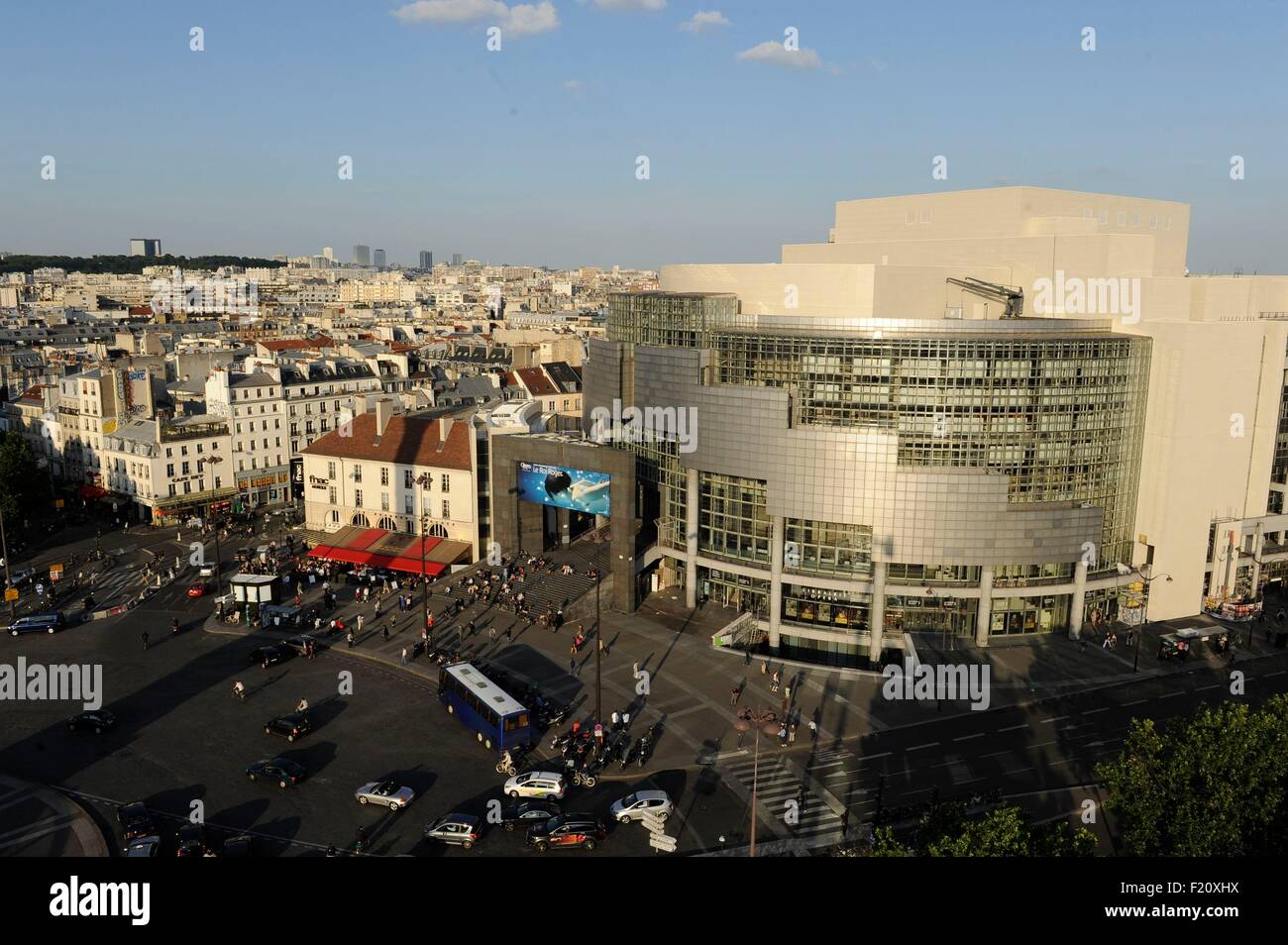France, Paris, Place de la Bastille and its opera (aerial view) Stock Photo