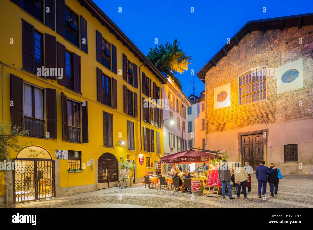 Italy, Lombardy, Milan, restaurant street via Marco Formentini Mengoni Stock Photo