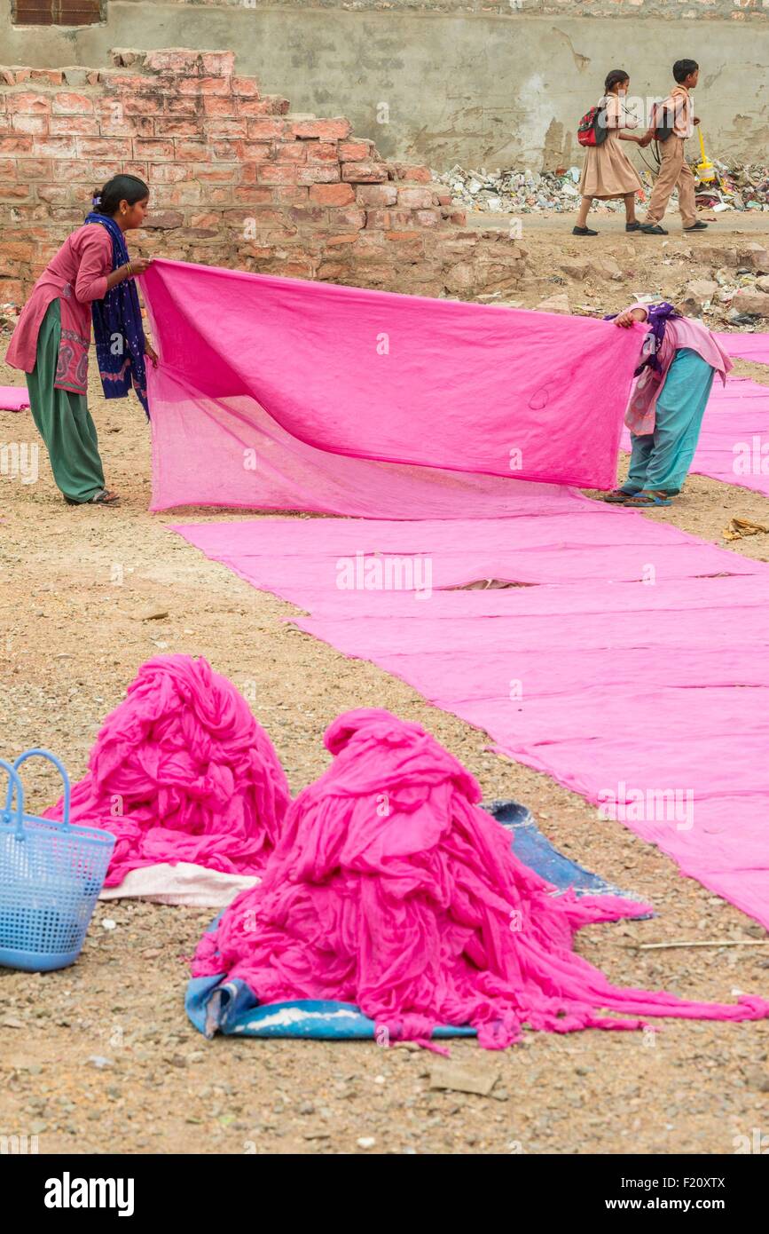 India, Rajasthan state, Jodhpur, drying fabrics Stock Photo Alamy