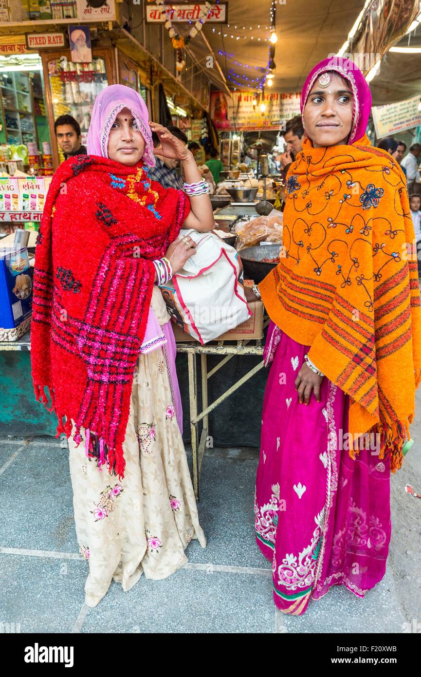 India, Rajasthan state, Jodhpur, street scene in the blue city Stock Photo