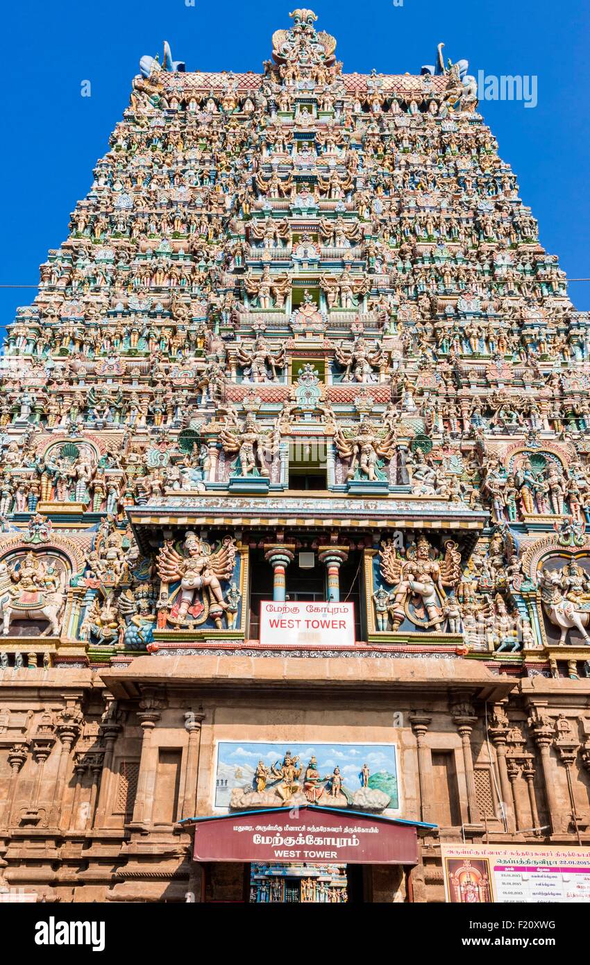 India, Tamil Nadu state, Madurai, the dravidian temple of Sri Meenakshi Stock Photo