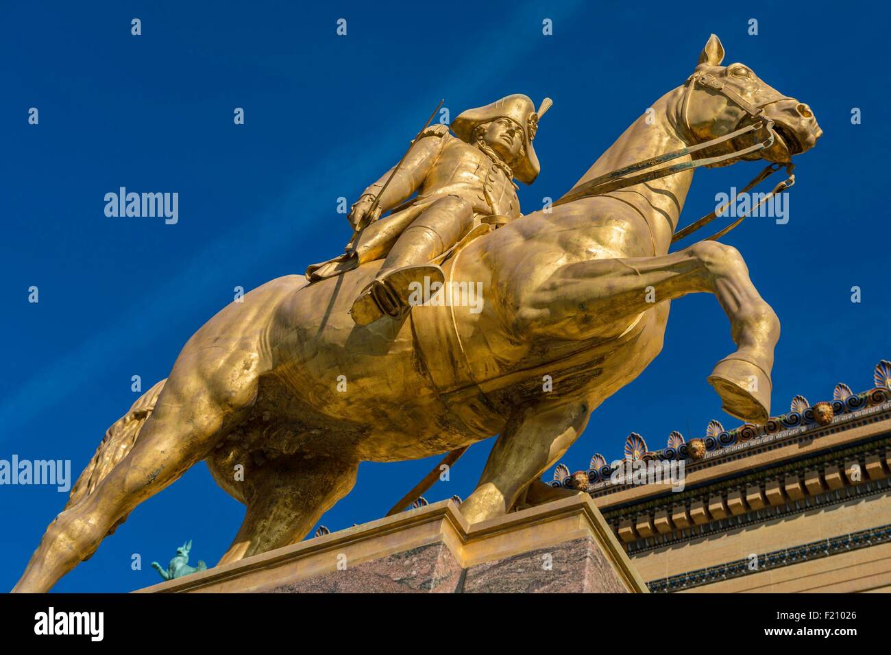 United States, Pennsylvania, Philadelphia, Museum of Art, George Washington on a horse sculpture Stock Photo