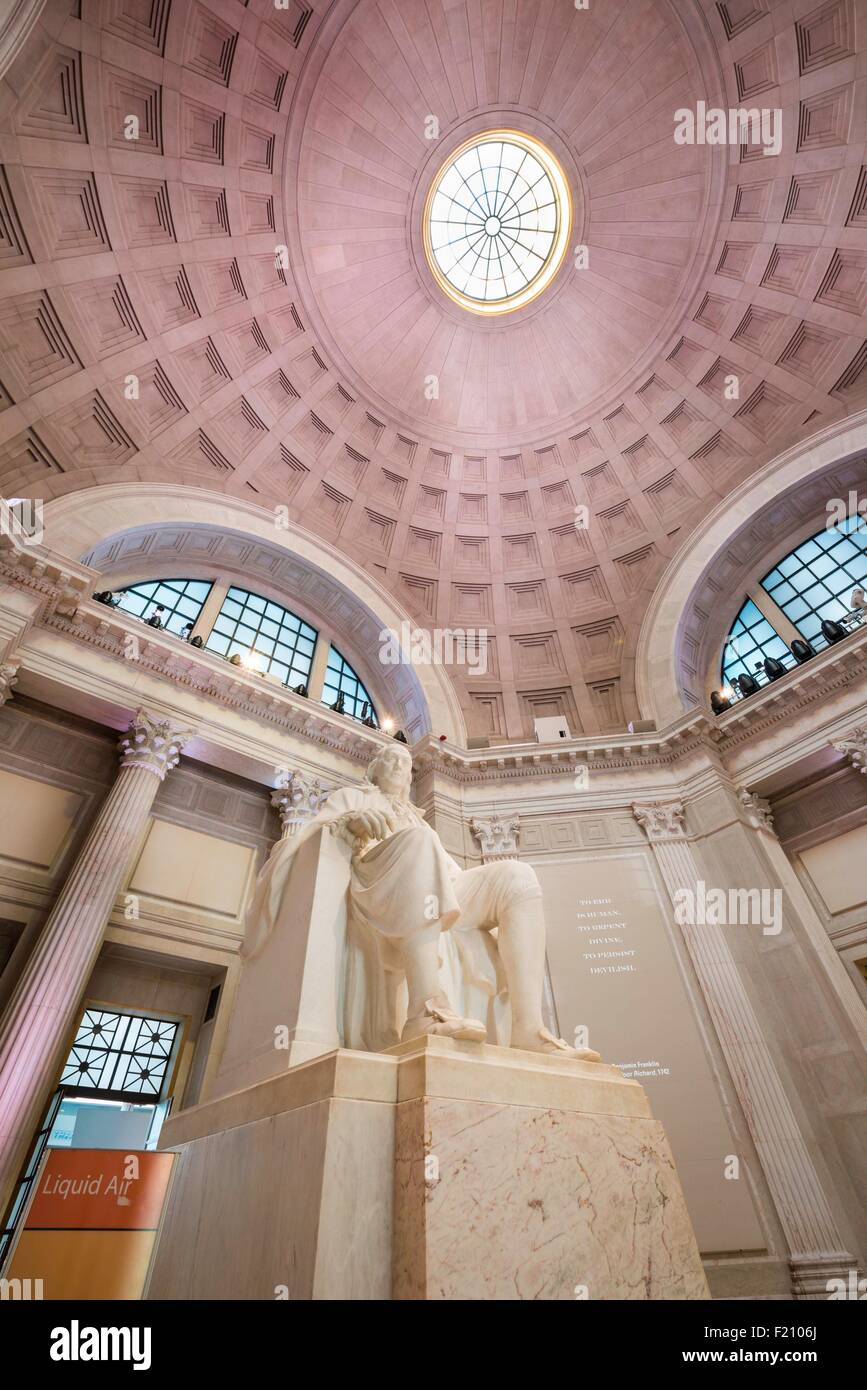 United States, Pennsylvania, Philadelphia, Franklin Institute, Benjamin Franklin National Memorial, Statue of Benjamin Franklin Stock Photo