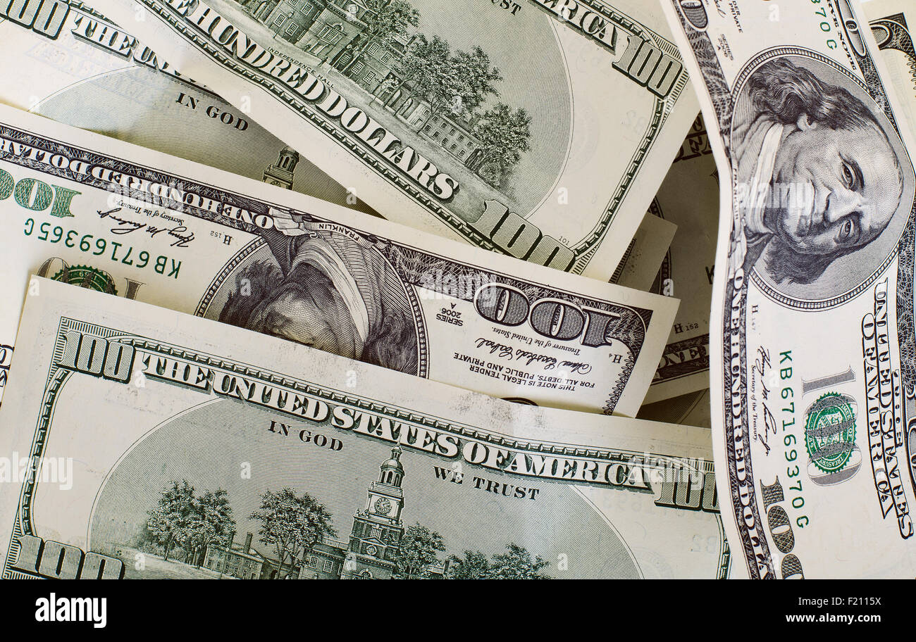 background of many mass currency note  US dollars, close up Stock Photo