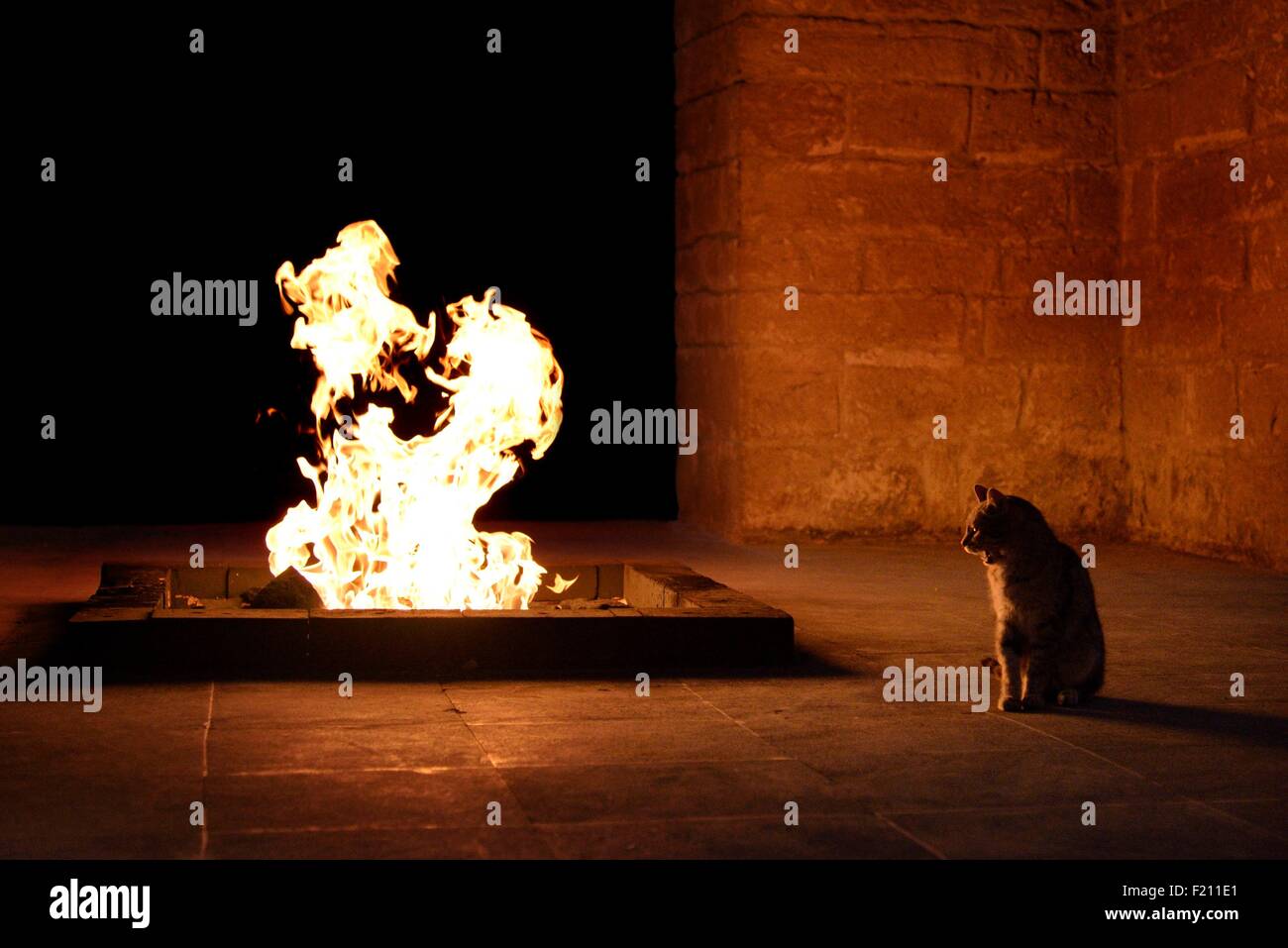 Azerbaijan, Baku, Surakhany, Ateshgah or Fire Temple, Zoroastrian fire