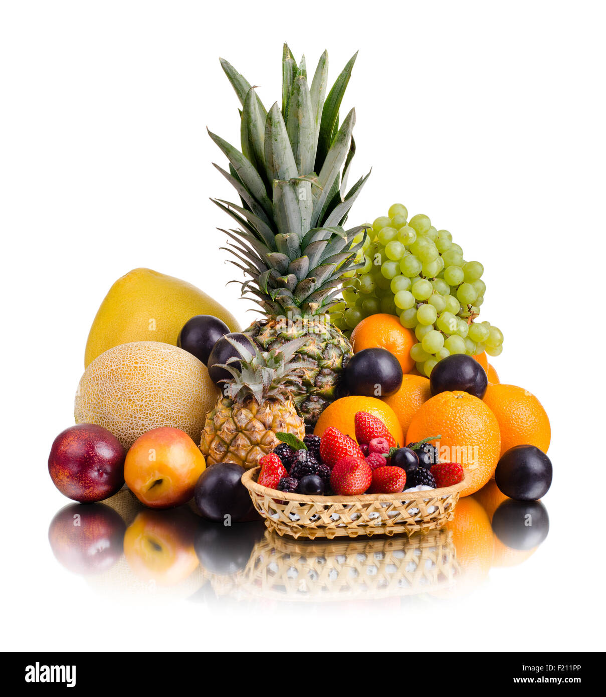 still-life-of-big-heap-multi-coloured-fruits-on-white-background