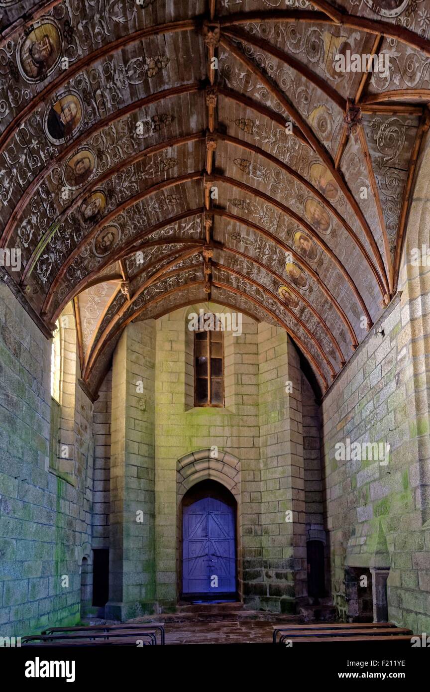 France, Cotes d'Armor, Kergrist Moelou, parochial enclosure, the Holy Trinity church, ceilling Stock Photo