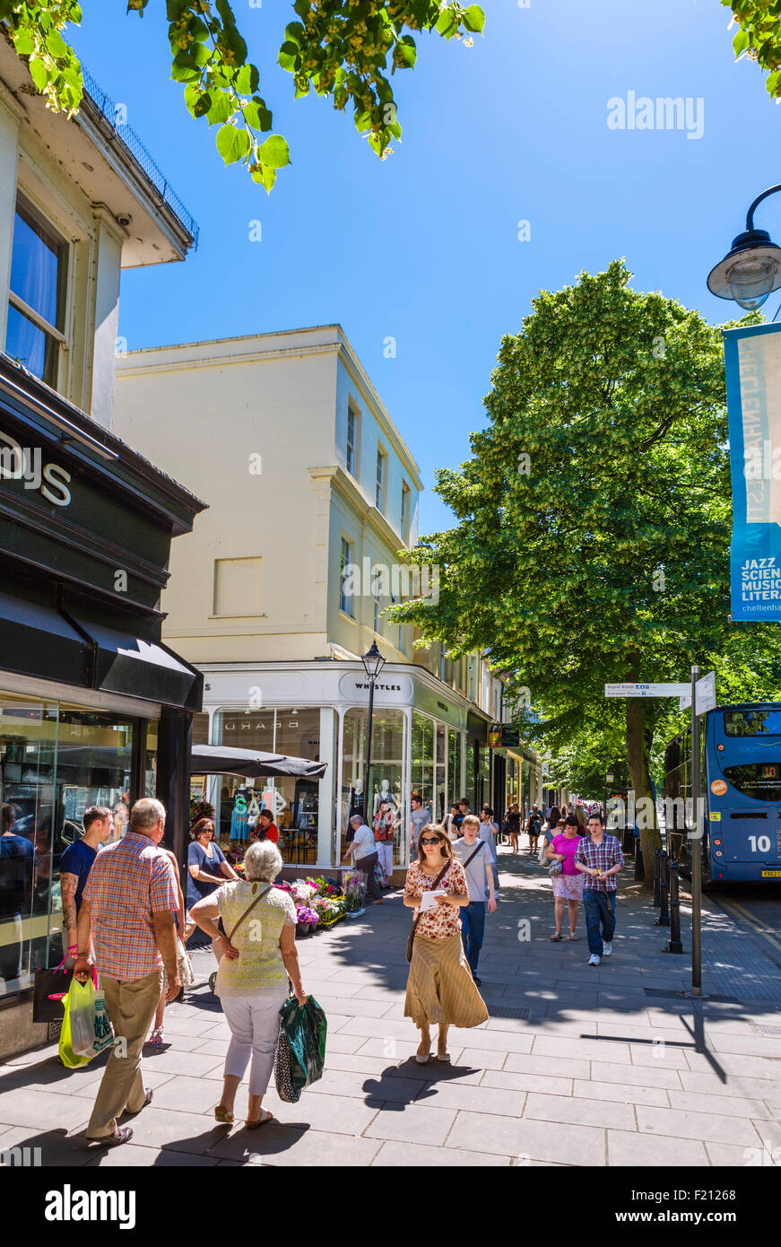 Shops on The Promenade, Cheltenham, Gloucestershire, England, UK Stock
