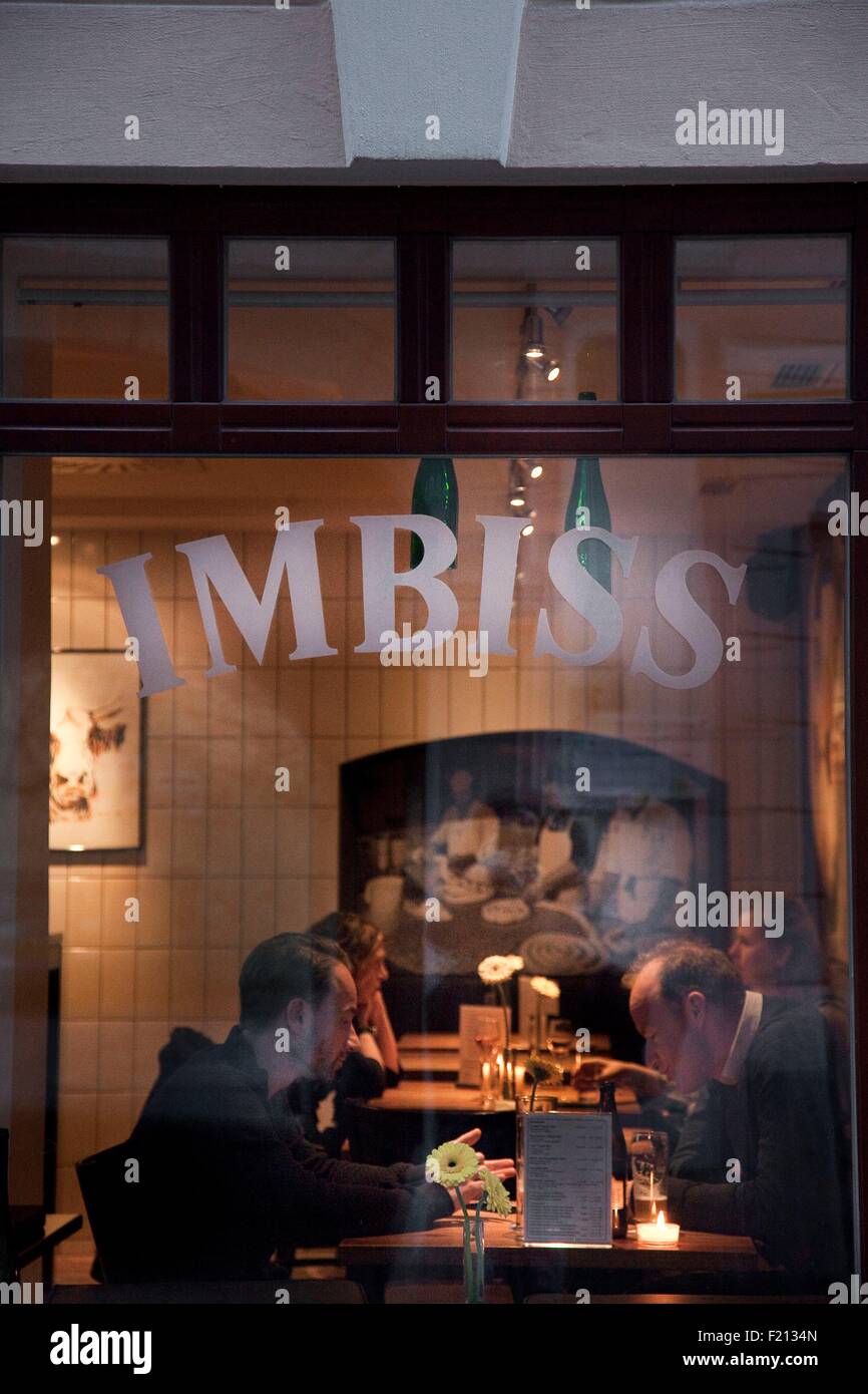 Austria, Upper Austria, Linz, bar de tapas, imbiss in herrenstrasse street Stock Photo