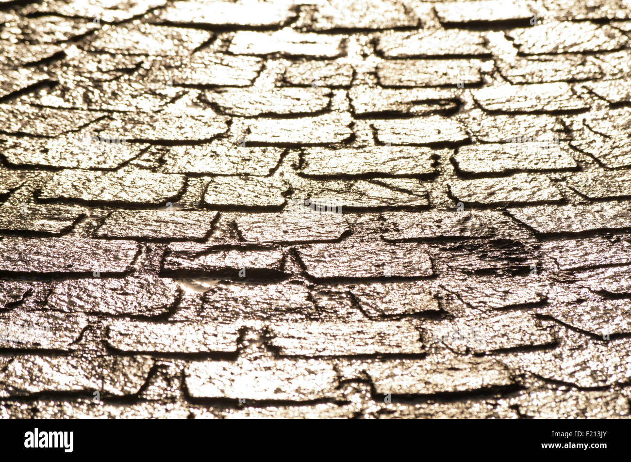 Backlit cobbled road in Bradford Stock Photo