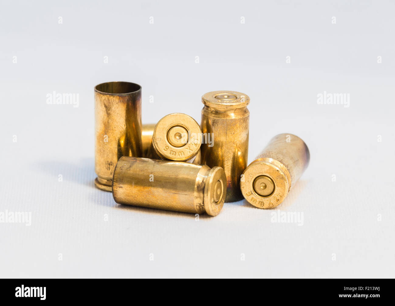 group of bullet shells on white background Stock Photo