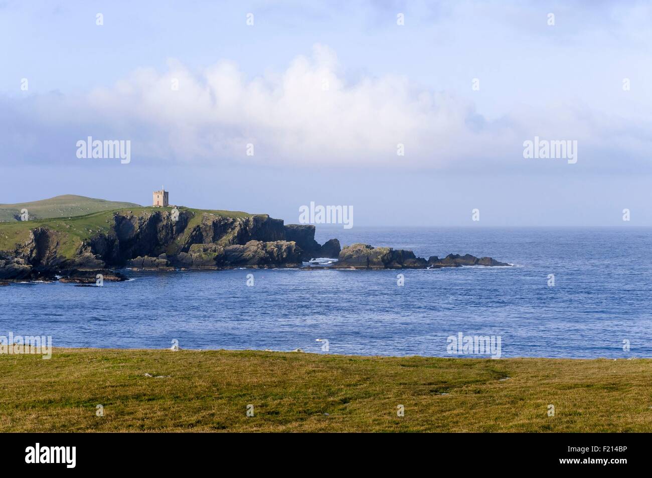 United Kingdom, Scotland, Shetland islands, north of Mainland island, Northmavine region, view on cliffs from Eshaness Lighthouse Stock Photo