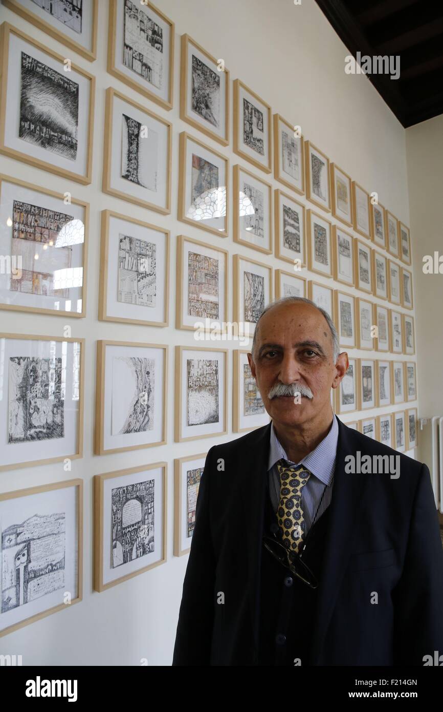 Italy, Venice, art exhibitions at Ca'Dandolo palace during the Biennale 2015, Irak Pavilion the invisible beauty, drawings by Salam Atta Sabri former manager of Bagdhad Museum of Modern Art Stock Photo