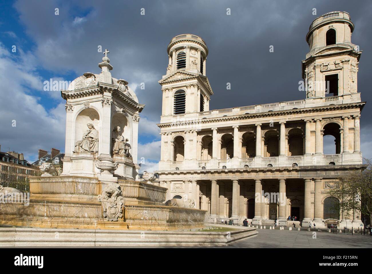 France, paris, Saint Sulpice fountain built in 1844 by, Luois Tulius