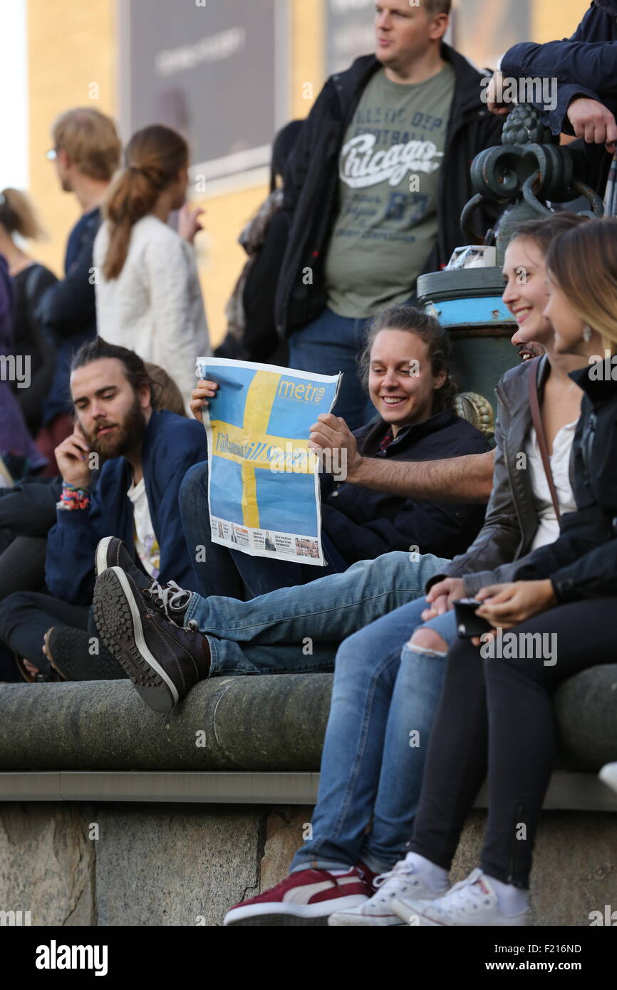 Refugees Rally in Gothenburg, Sweden on 20150909, for the