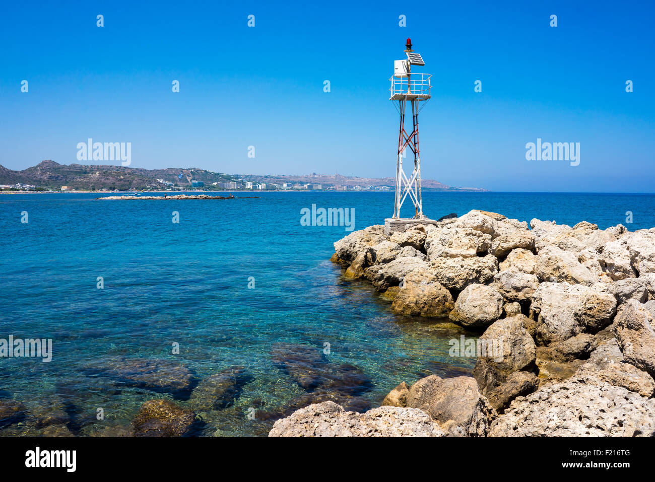 Faliraki Harbour entrance Rhodes Greece Europe Stock Photo