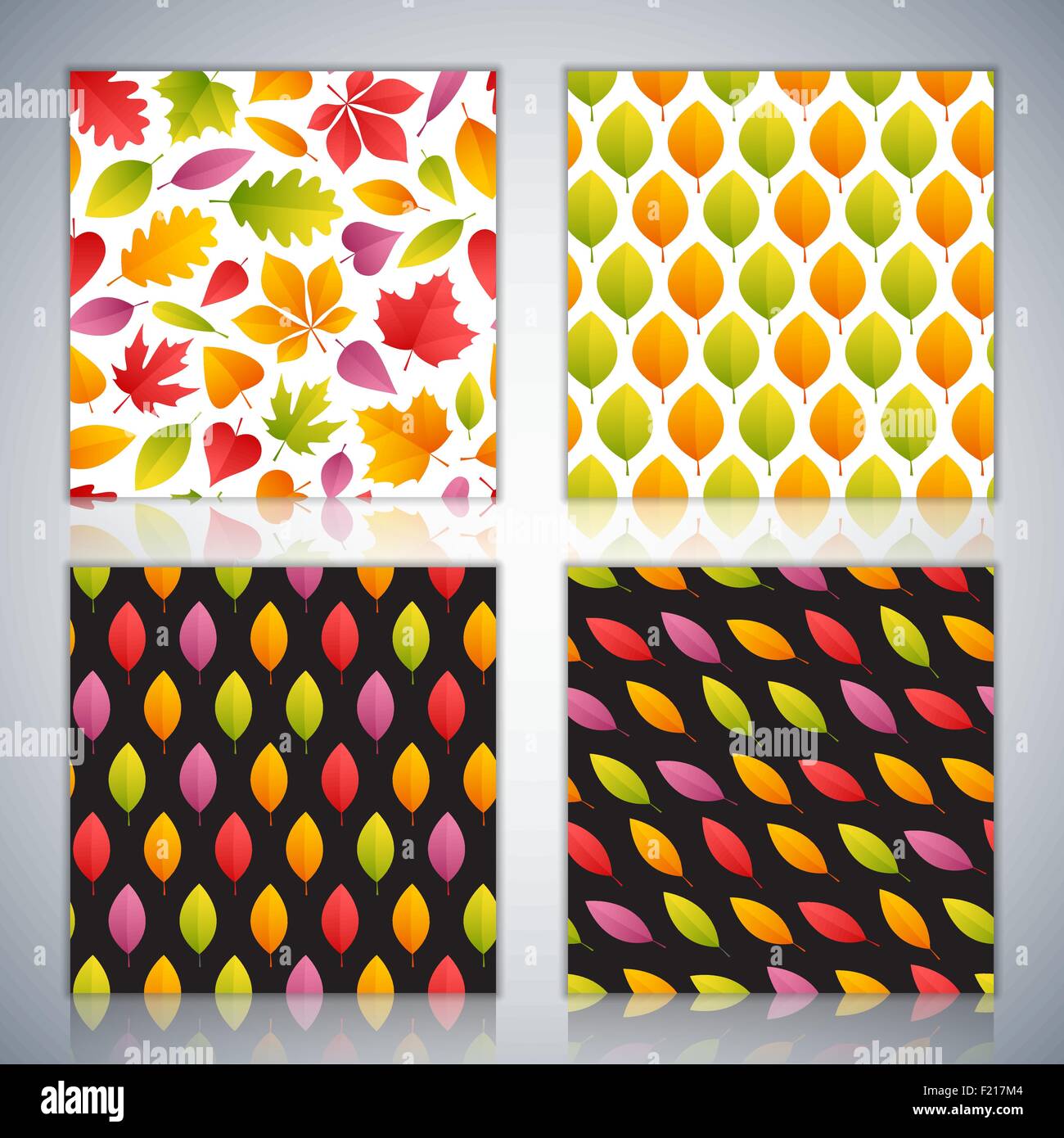 Four Seamless Patterns Set with Autumn Leaves Stock Vector Image & Art ...