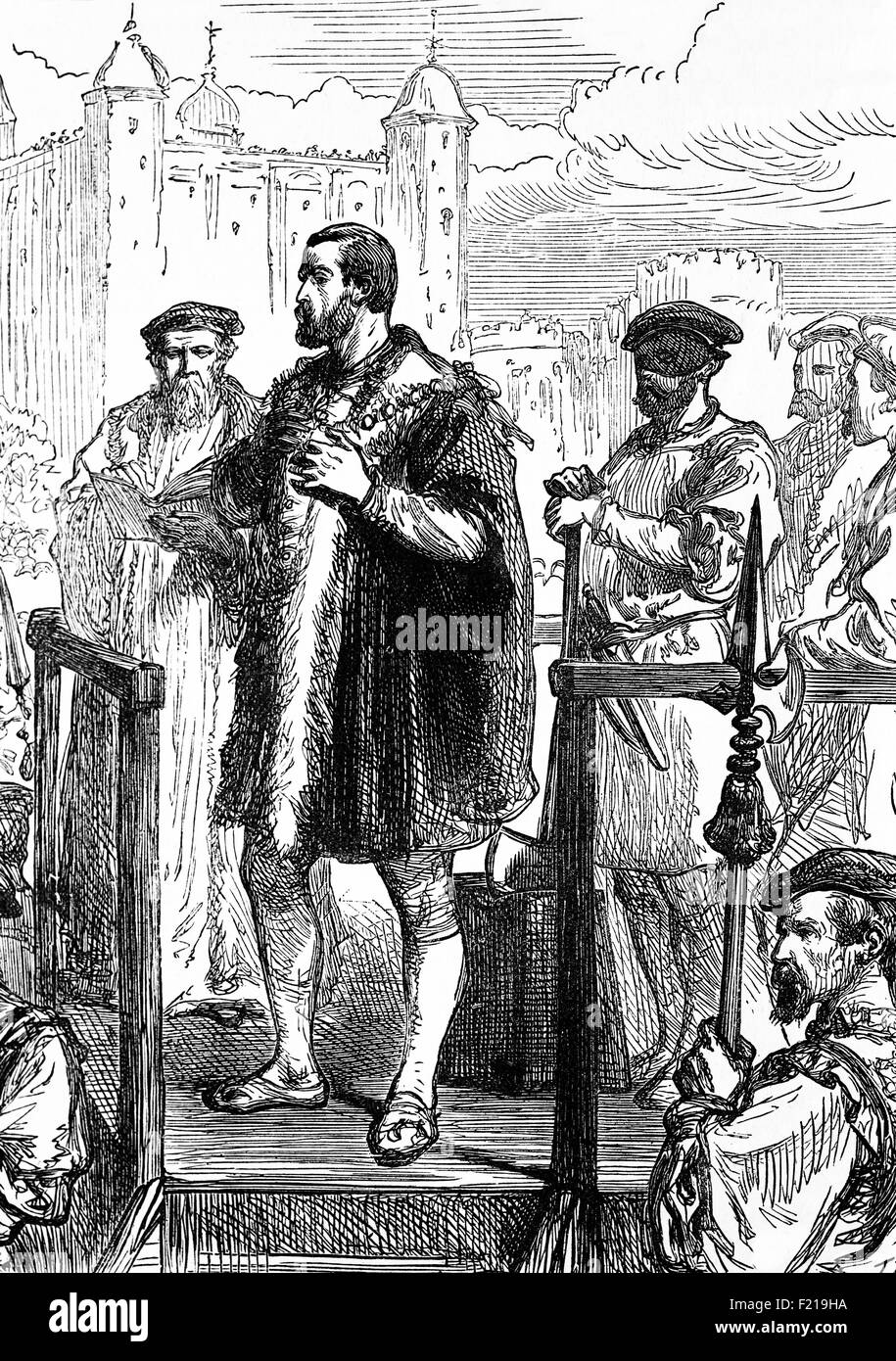 The Execution of Edward Stafford, 3rd Duke of Buckingham, (1478 – 1521), following his arrest for potentially treasonous actions by Henry VIII  in April 1521. He was executed on Tower Hill on 17 May 1521. Stock Photo