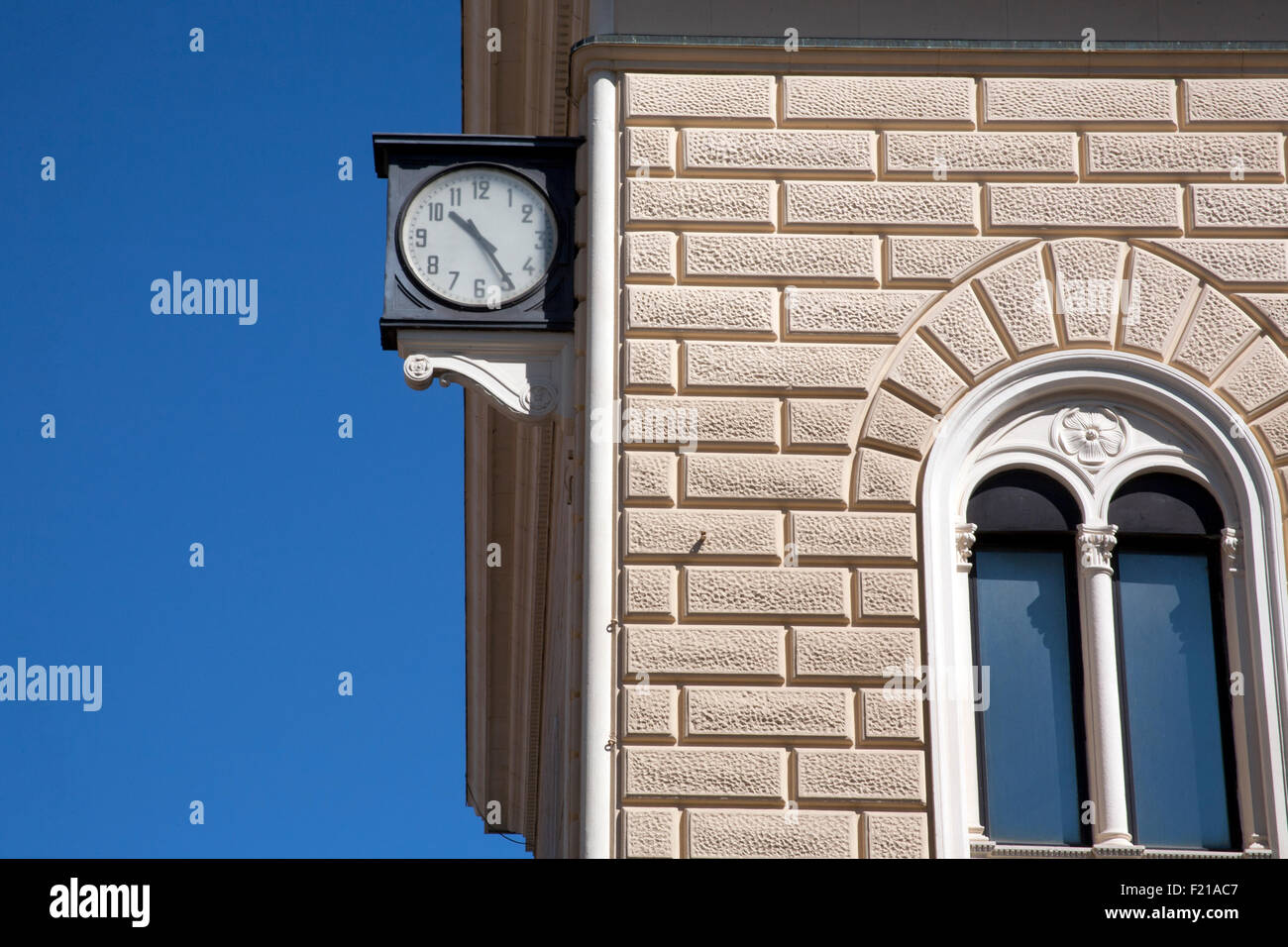 The Bologna train station clock stopped at 10:25, remained a symbol of the station bombing in 1980, Bologna Italy Stock Photo