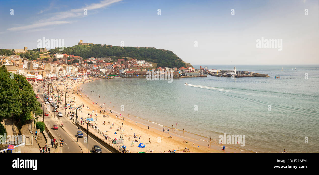 Scarborough, an idyllic seaside resort on the east coast of Yorkshire in England, with it's beach, castle and harbour. Stock Photo