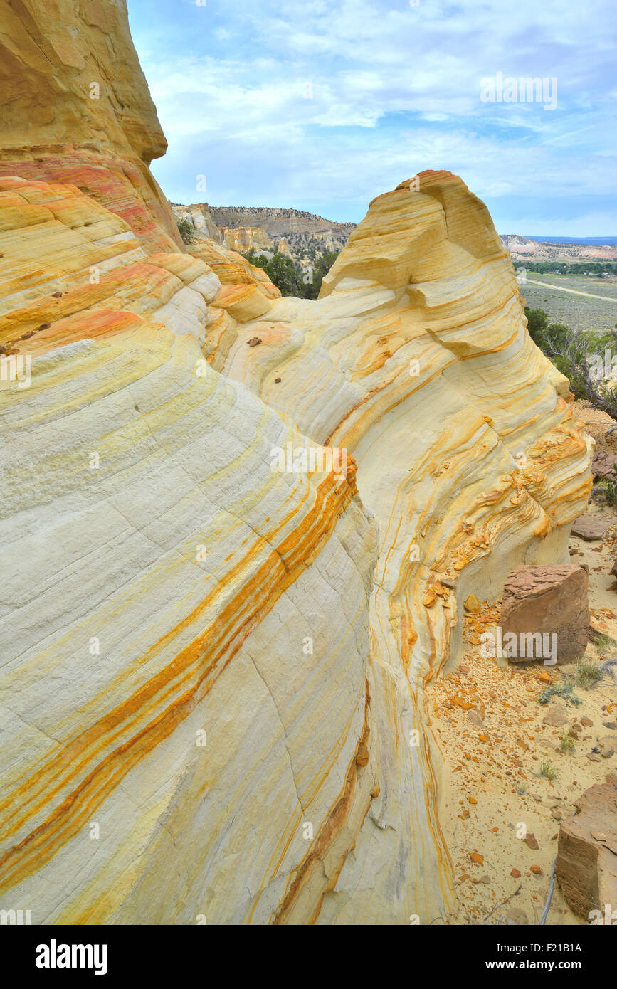 Colorful sandstone formations along Scenic Highway 12 in Grand Staircase Escalante National Monument is Southwestern Utah Stock Photo