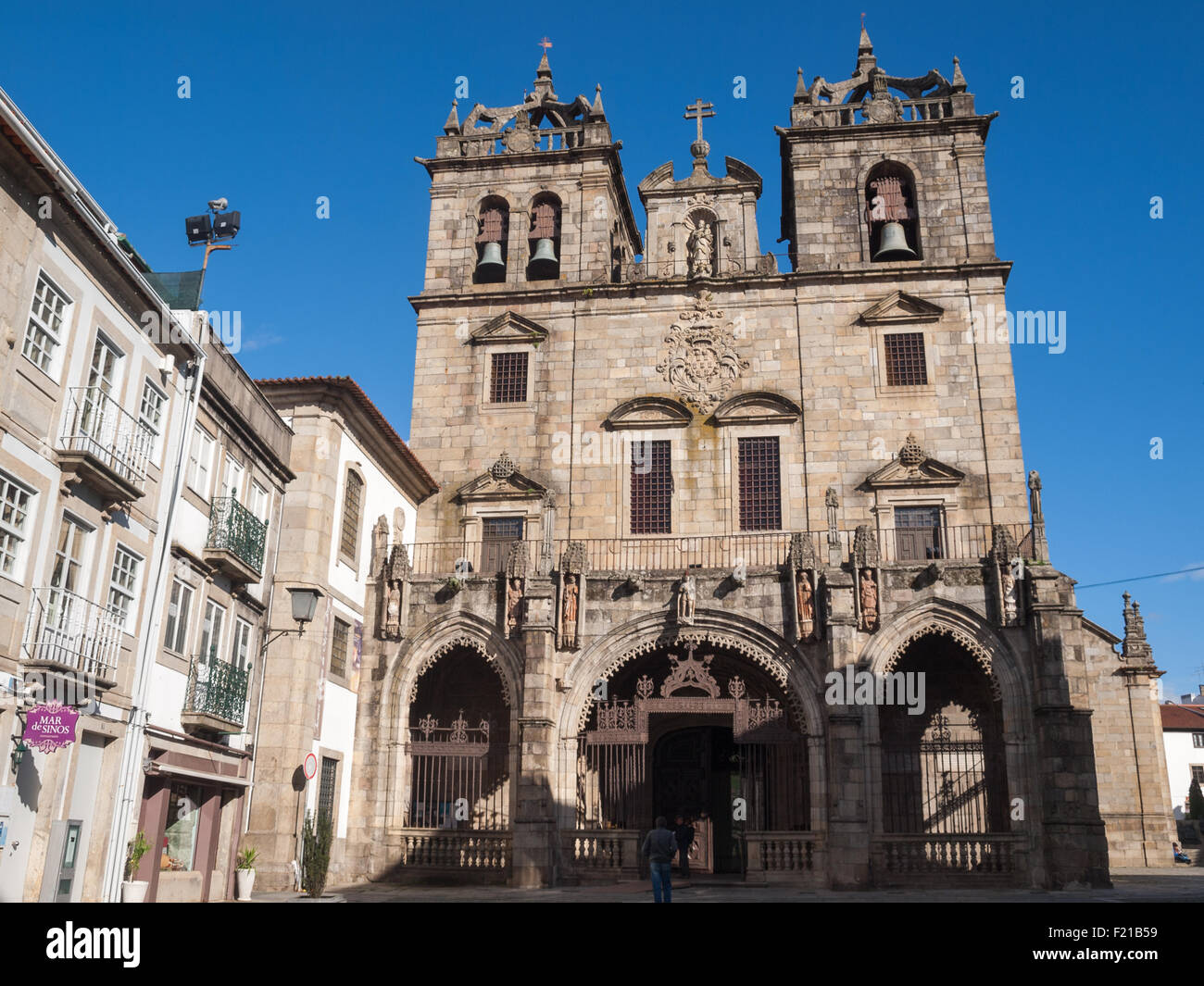 Braga Se Cathedral facade Stock Photo