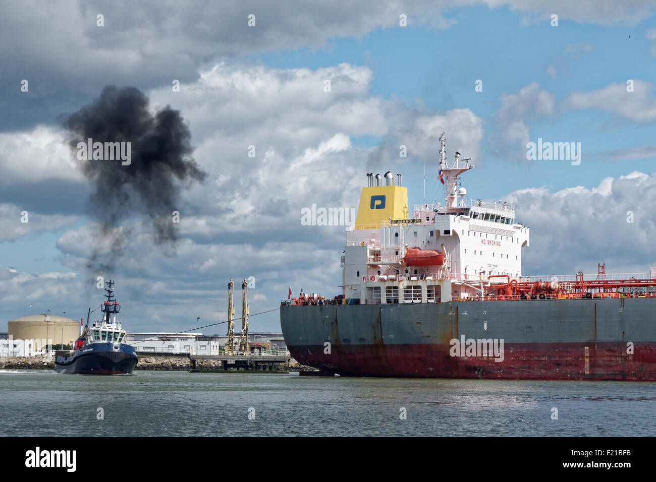 Tanker and Tug boat Stock Photo