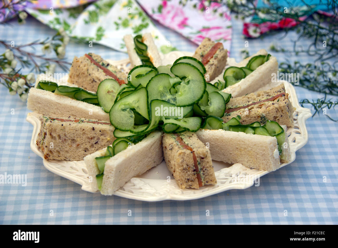 A selection of sandwiches, cut into fingers. a UK bread "finger foods