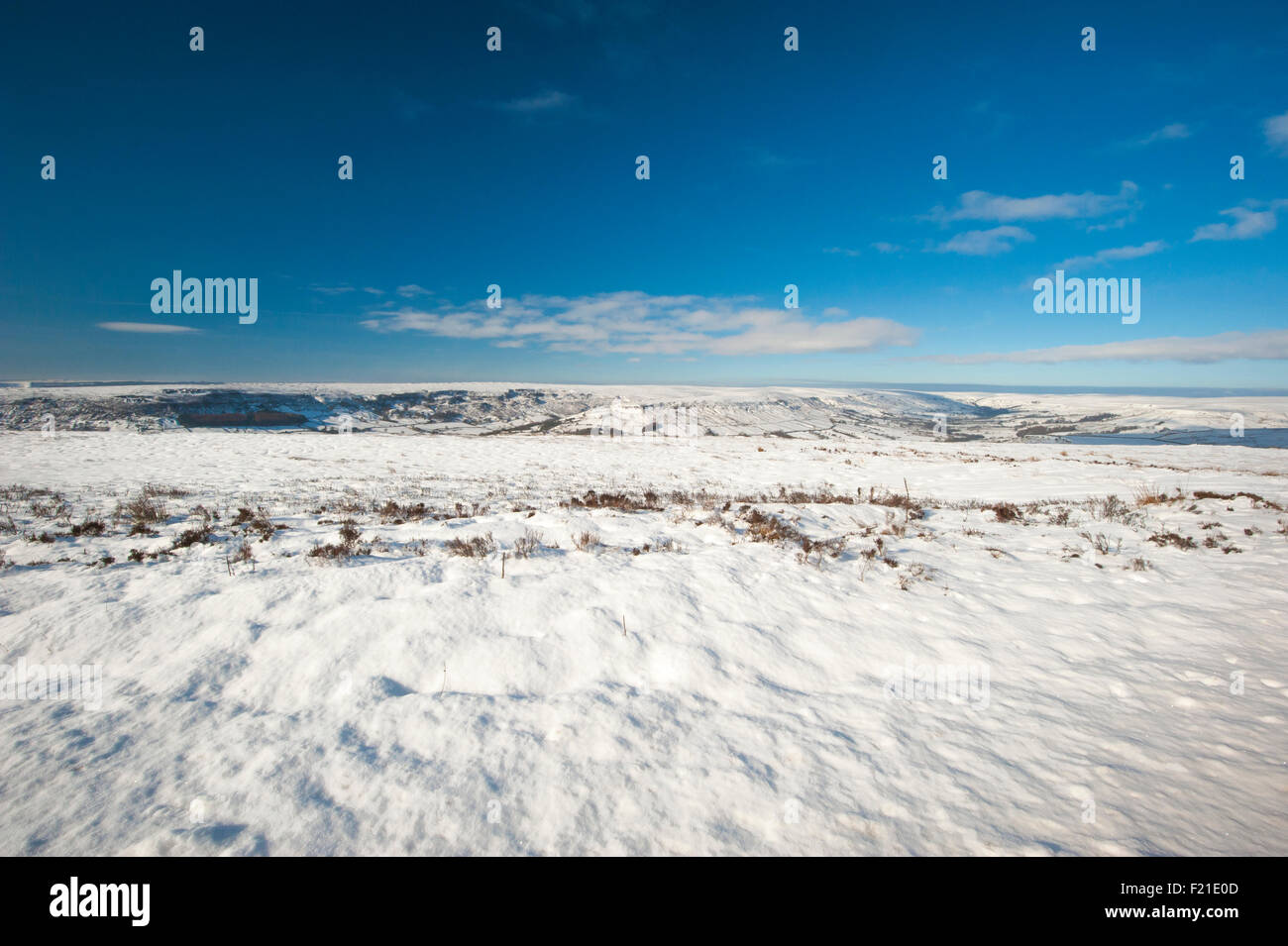 English rural countryside landscape scene in winter covered with snow Stock Photo