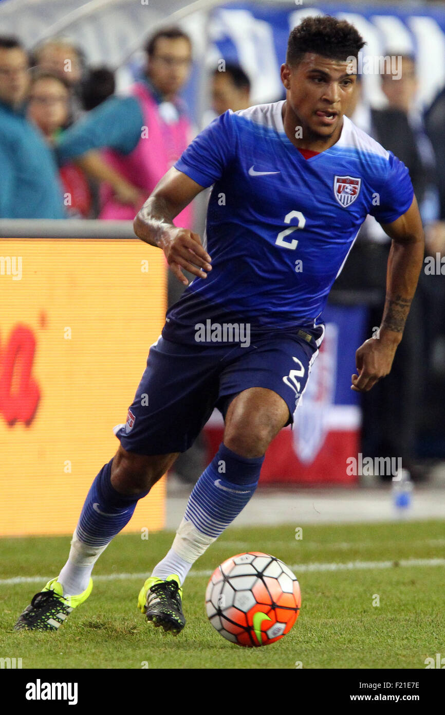 September 8, 2015; Foxborough, MA, USA; United States midfielder DeAndre Yedlin (2) in action during the first half of the Brazil and USA international friendly match at Gillette Stadium. Brazil defeated USA 4-1. Anthony Nesmith/Cal Sport Media Stock Photo