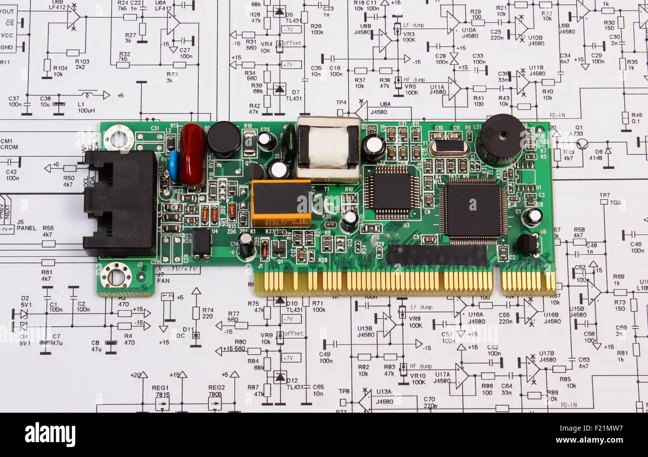 Printed circuit board with electrical components lying on construction