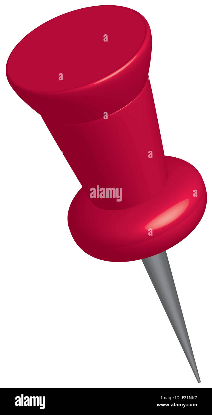 Pink push pin, Thumbtacks. Illustration isolated on white background