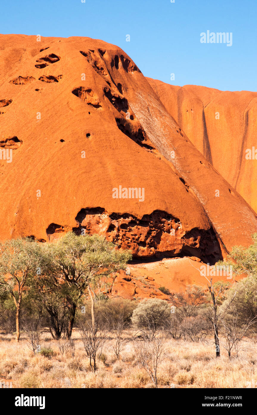 Southern flank of Uluru or Ayers Rock, Central Australia Stock Photo
