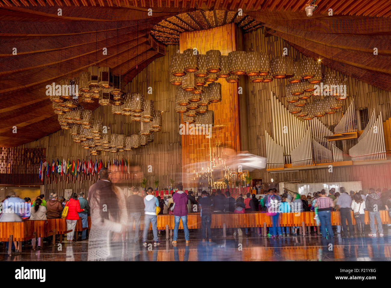 Holy mass modern Basilica de Nuestra Señora de Guadalupe Mexico City Federal District DF North America Stock Photo