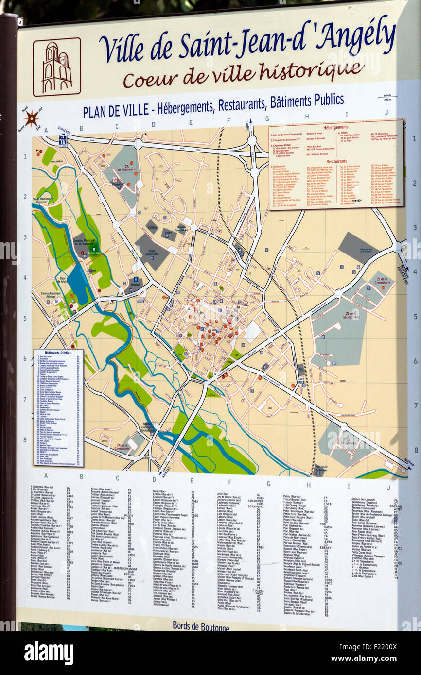 Tourist map of Saint Jean d'Angély, Charente Maritime, France Stock Photo -  Alamy