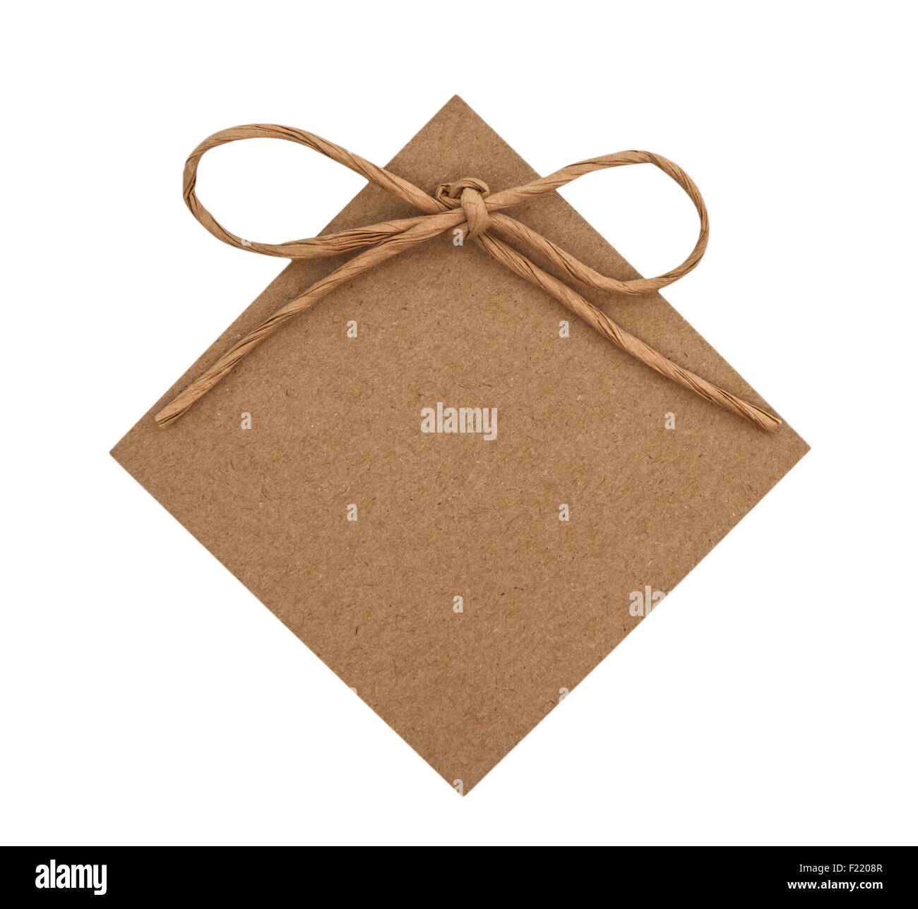 Notes With Ribbon close up of card note with paper ribbon on white background Stock Photo ...