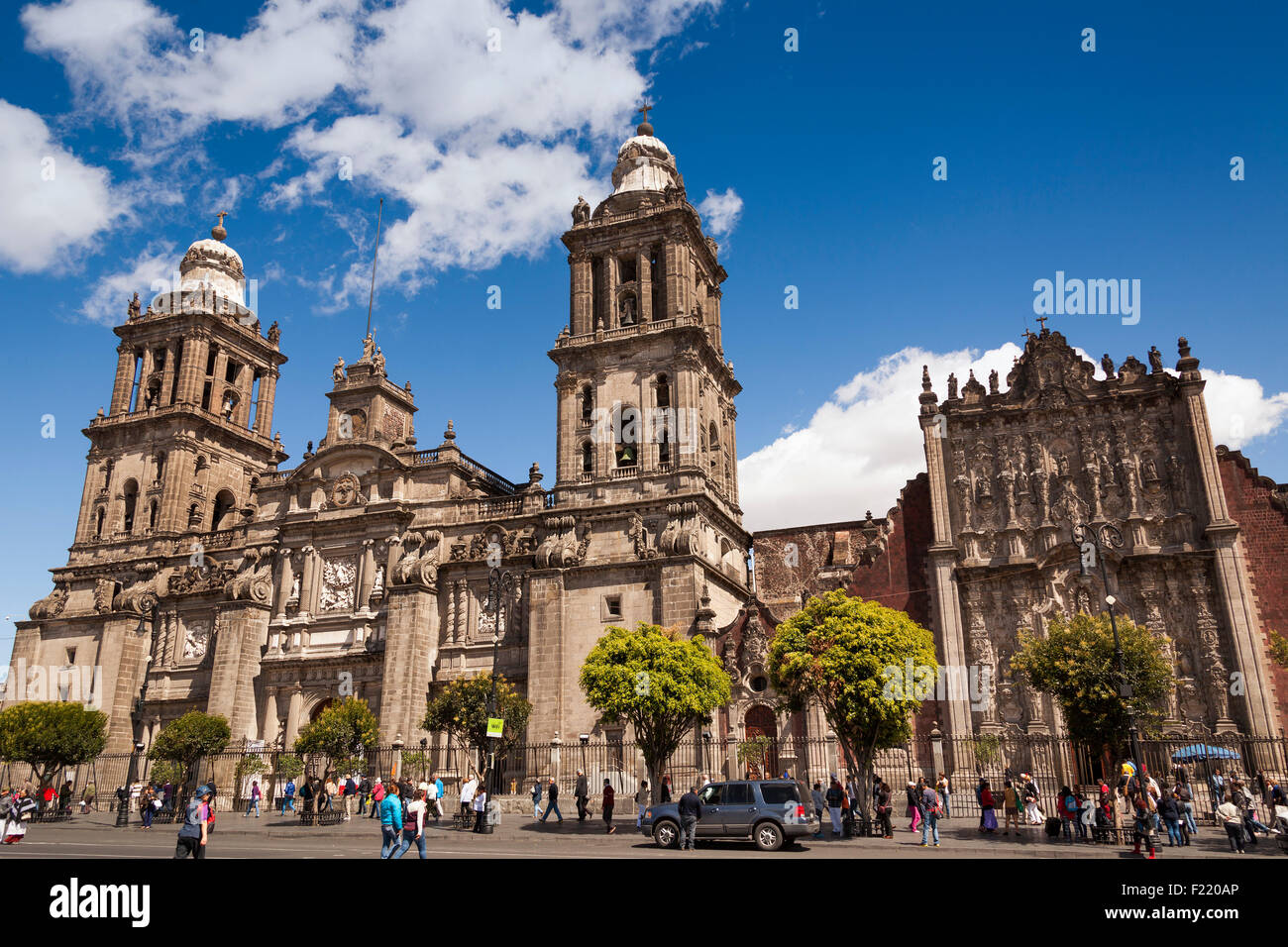 Metropolitan Cathedral Catedral Metropolitana Asuncion de Maria Plaza de la Constitucion Zocalo square Mexico City DF Stock Photo