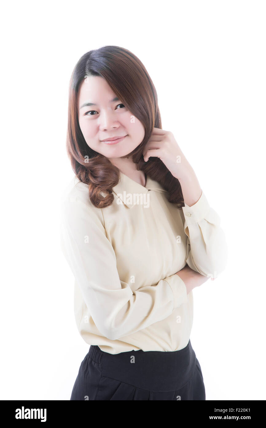 Asian woman in business office concept on white background Stock Photo ...