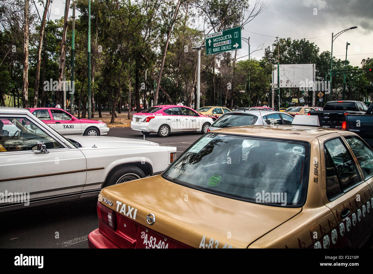 Traffic jam Mexico City Federal District DF North America Stock Photo