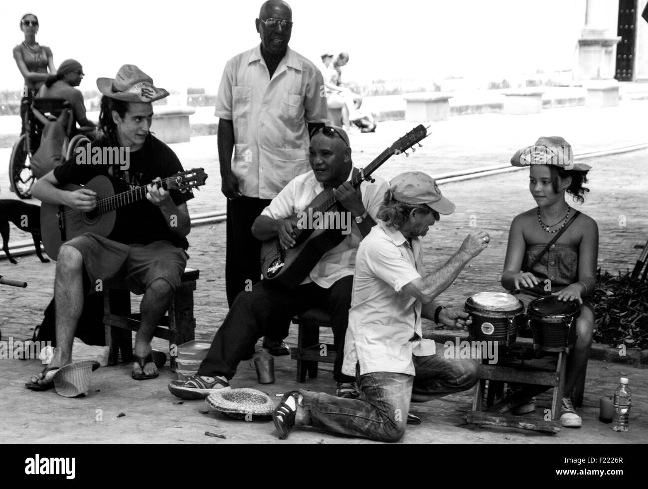 Street music with Caribbean sounds. Cuba. Stock Photo