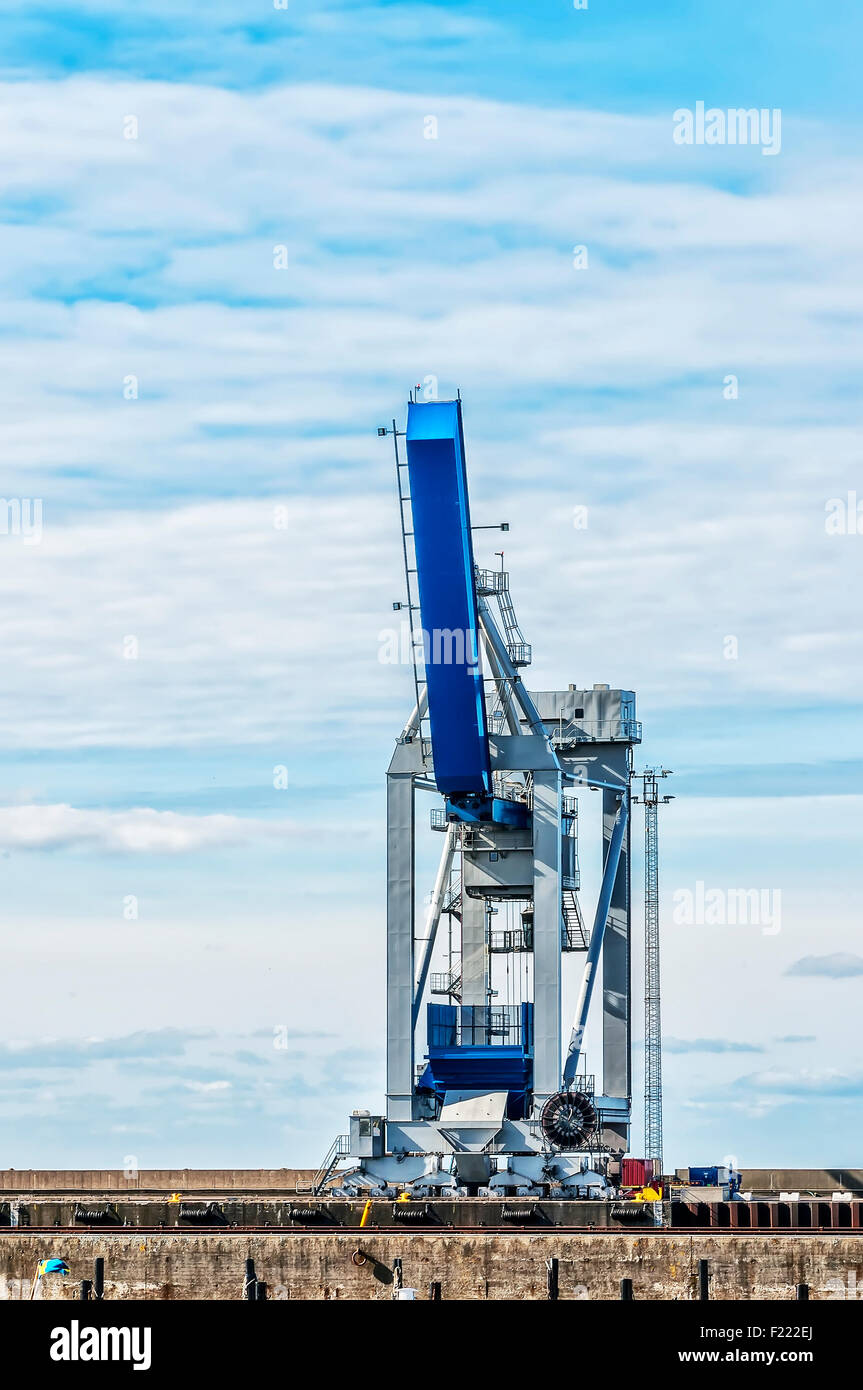 A freight cargo crane situated near Hoganas in Sweden. Stock Photo