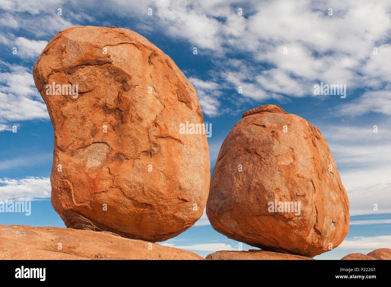Karlu Karlu or Devils Marbles - the rocks near Tennant Creek are the eggs of the rainbow serpents, the Aborigines say Stock Photo