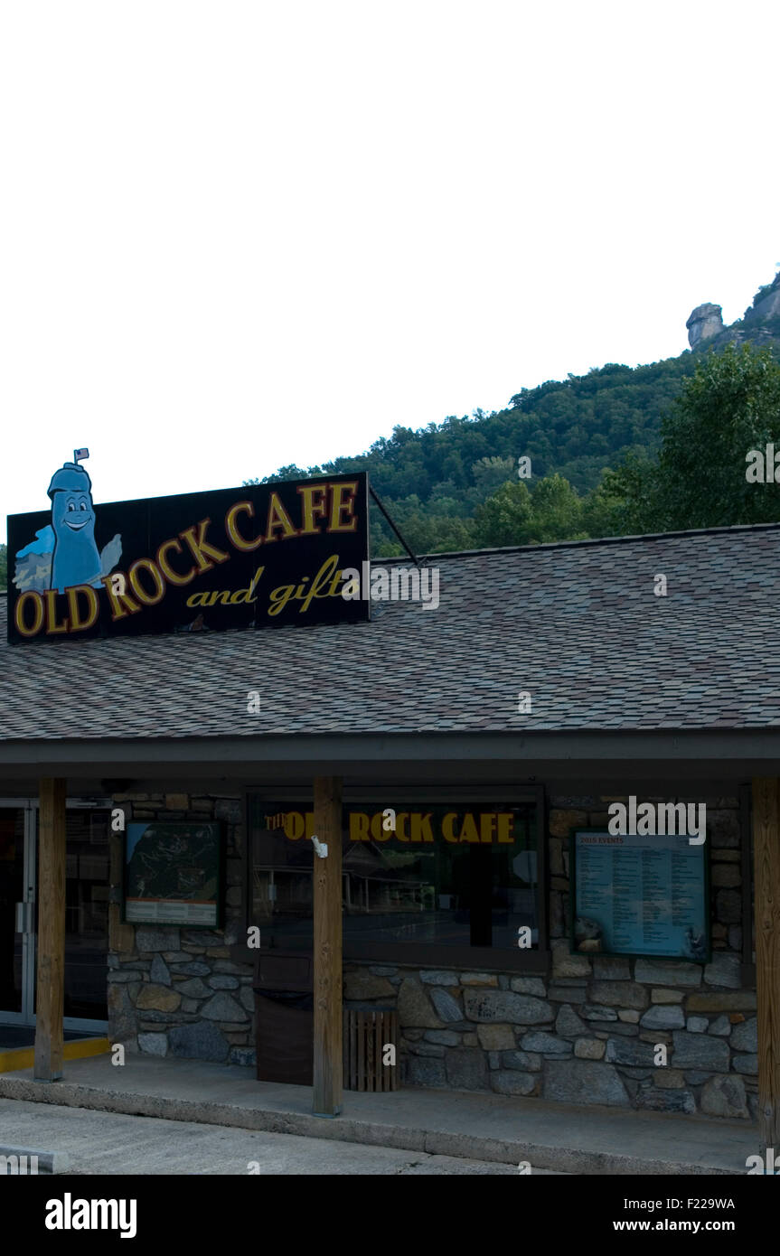 Old Rock Cafe at Chimney Rock North Carolina USA Stock Photo