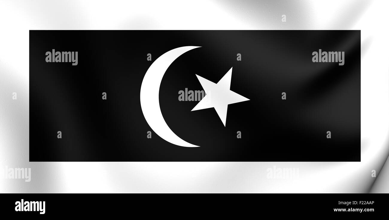 3D Flag of the Terengganu, Malaysia. Close Up. Stock Photo