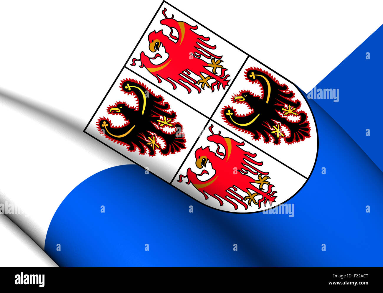3D Flag of the Trentino-Alto Adige, Italy. Close Up. Stock Photo