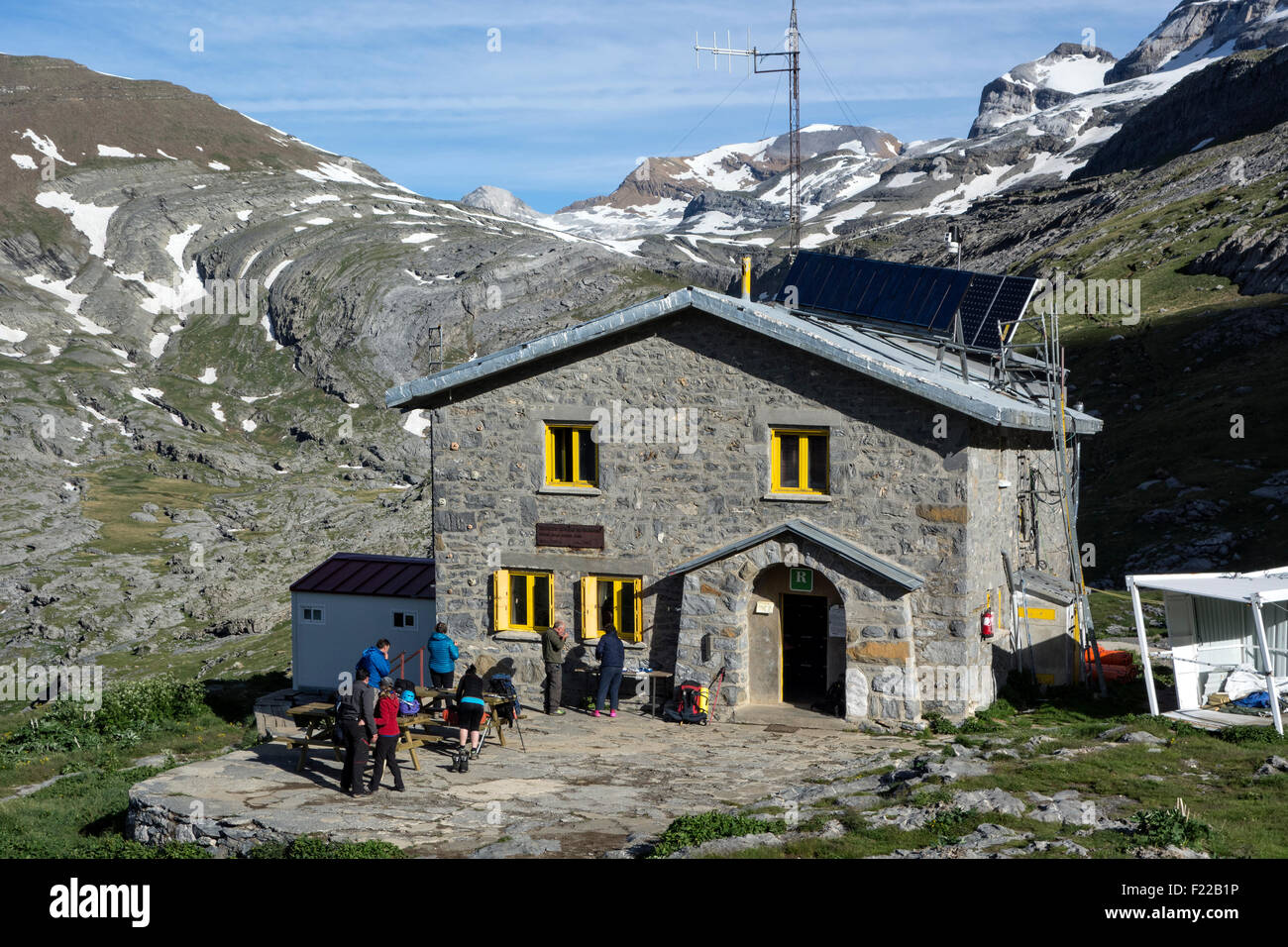Góriz mountain shelter. Ordesa National Park. Pyrenees. Spain Stock Photo
