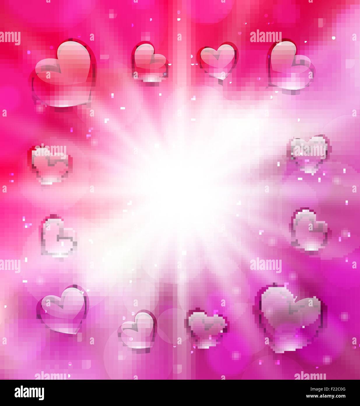 Llighten background with glassy hearts for Valentine Day, copy Stock ...
